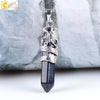 CSJA Dragon Necklace Quartz Necklaces Natural Crystal Stone Hexagonal Prism Ethnic Pendant Hanging Jewelry for Women Men E853