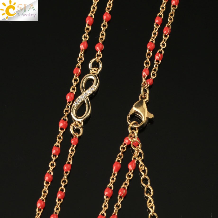 CSJA Infinity 8 Stainless Steel Necklaces for Women Gold Color Link Chain Jewelry Necklace Collier Femme 2021 Chaine Collar S682
