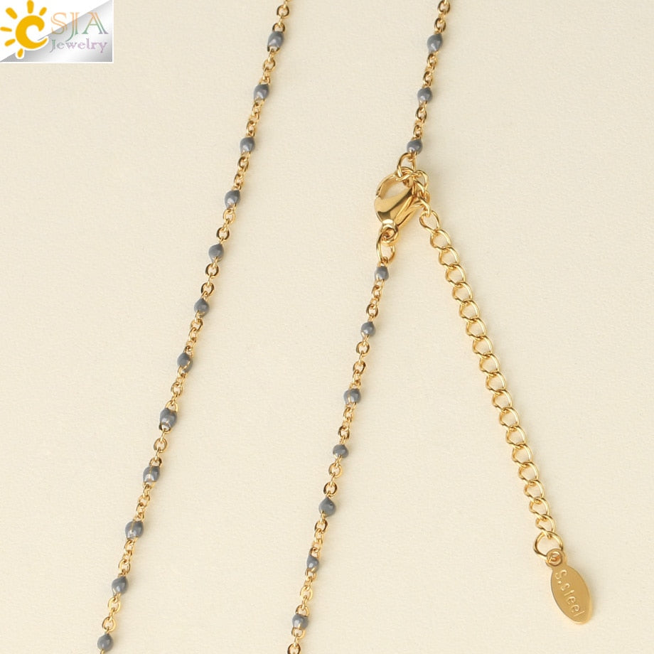 CSJA Infinity 8 Stainless Steel Necklaces for Women Gold Color Link Chain Jewelry Necklace Collier Femme 2021 Chaine Collar S682