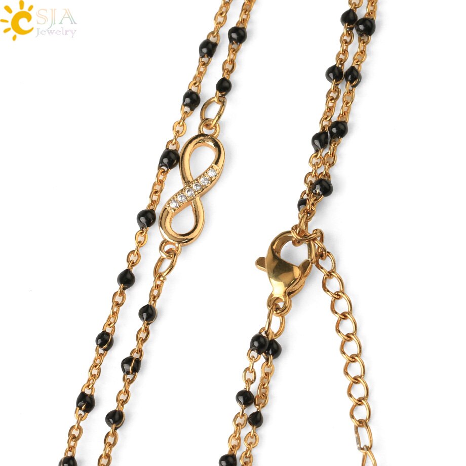 CSJA Infinity 8 Stainless Steel Necklaces for Women Gold Color Link Chain Jewelry Necklace Collier Femme 2021 Chaine Collar S682
