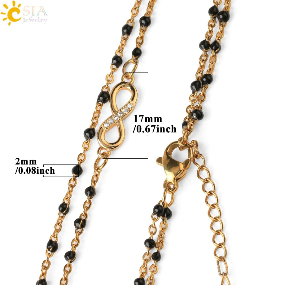 CSJA Infinity 8 Stainless Steel Necklaces for Women Gold Color Link Chain Jewelry Necklace Collier Femme 2021 Chaine Collar S682