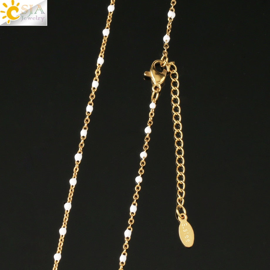 CSJA Infinity 8 Stainless Steel Necklaces for Women Gold Color Link Chain Jewelry Necklace Collier Femme 2021 Chaine Collar S682