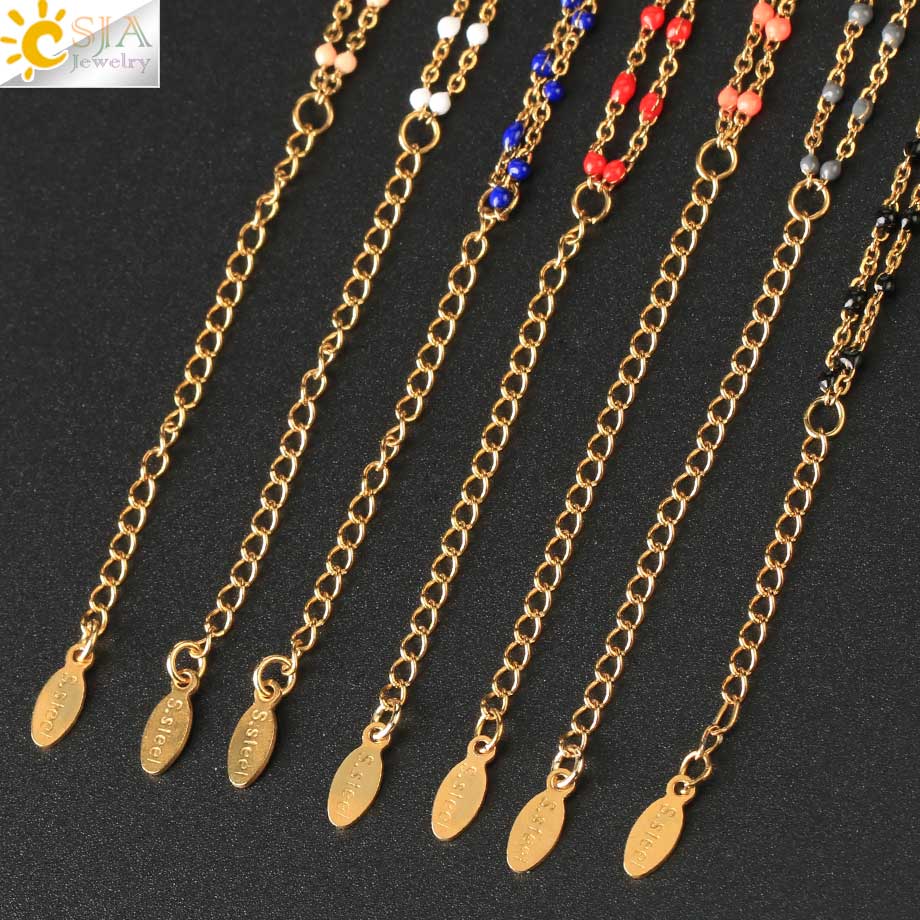CSJA Infinity 8 Stainless Steel Necklaces for Women Gold Color Link Chain Jewelry Necklace Collier Femme 2021 Chaine Collar S682