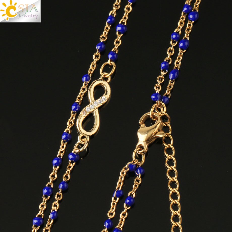 CSJA Infinity 8 Stainless Steel Necklaces for Women Gold Color Link Chain Jewelry Necklace Collier Femme 2021 Chaine Collar S682