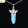 CSJA Little Angel Statement Necklace   Women Jewellery Bullet Shape Natural Stone Suspension Pendant Necklaces F361