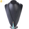 CSJA Natural Lava Rock Necklace 108 Mala Bead 6mm Knotted Long Tassel Necklaces Buddhist Vajra Bodhi Bohemian Style Jewelry F373