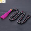 CSJA Natural Lava Rock Necklace 108 Mala Bead 6mm Knotted Long Tassel Necklaces Buddhist Vajra Bodhi Bohemian Style Jewelry F373