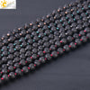 CSJA Natural Lava Rock Necklace 108 Mala Bead 6mm Knotted Long Tassel Necklaces Buddhist Vajra Bodhi Bohemian Style Jewelry F373