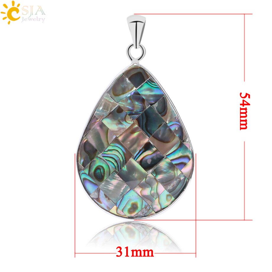 CSJA Natural Oyster Paua Sea Abalone Shell Necklaces Pendants Zealand Multicolor Water Tear Drop Bead Men Women Jewelry F029
