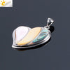 CSJA Natural Pink Abalone Shell Sweet Love Heart Necklaces Pendants 3 Layers Colorful Shell for Couples Lover Special Gifts F043