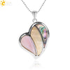 CSJA Natural Pink Abalone Shell Sweet Love Heart Necklaces Pendants 3 Layers Colorful Shell for Couples Lover Special Gifts F043
