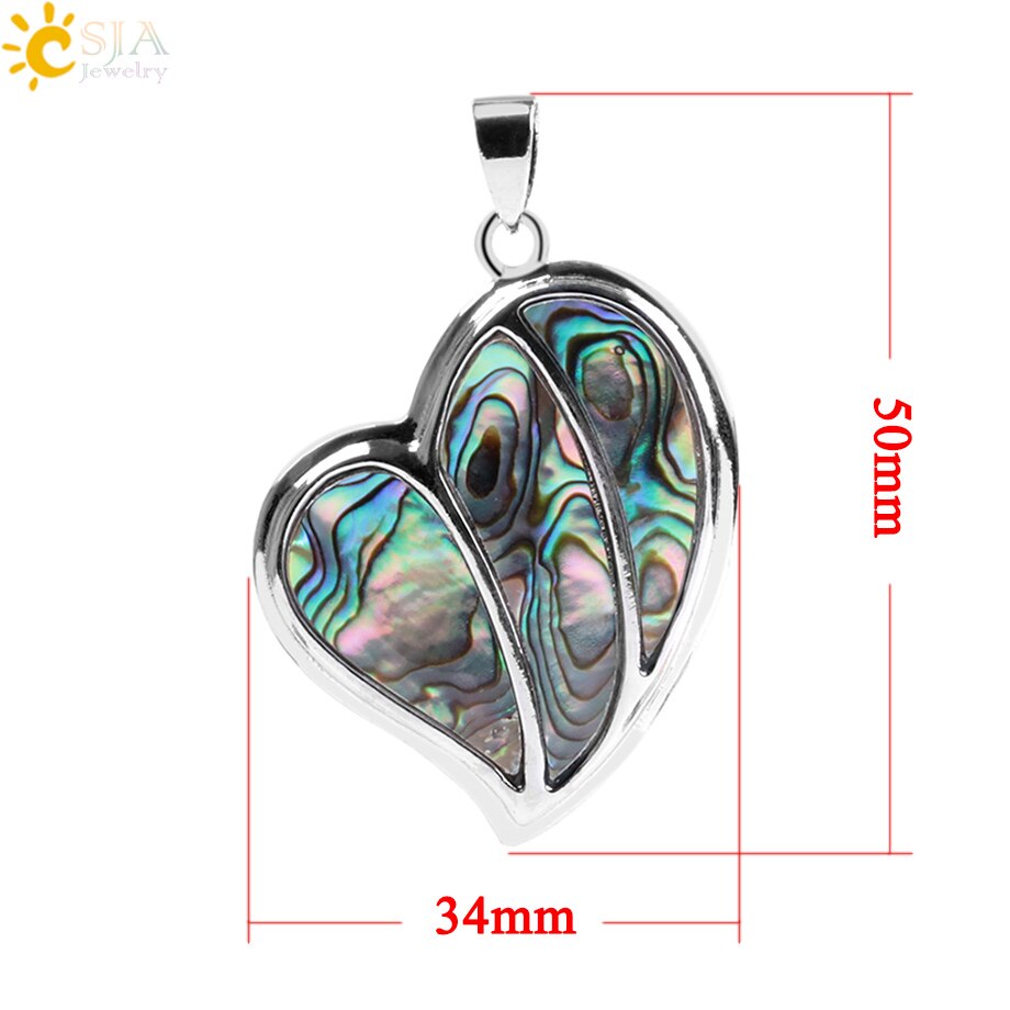 CSJA Natural Pink Abalone Shell Sweet Love Heart Necklaces Pendants 3 Layers Colorful Shell for Couples Lover Special Gifts F043