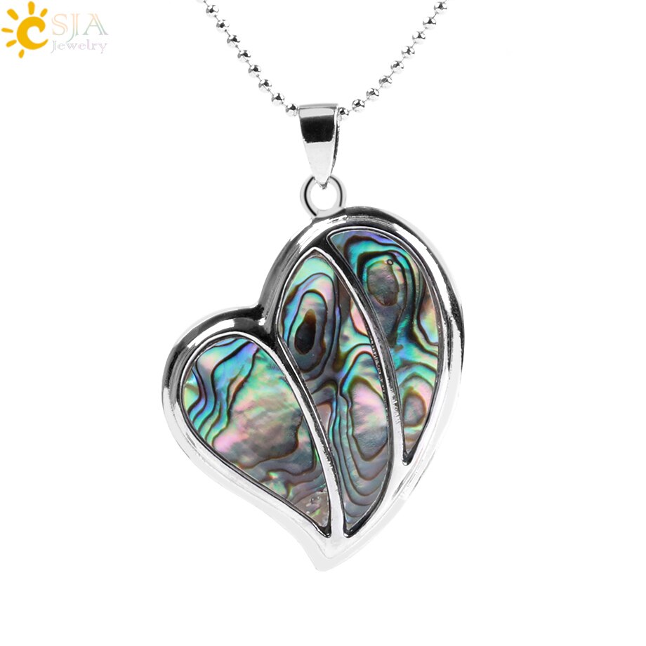 CSJA Natural Pink Abalone Shell Sweet Love Heart Necklaces Pendants 3 Layers Colorful Shell for Couples Lover Special Gifts F043
