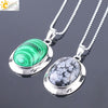 CSJA Oval Natural Gem Stone Pendant Necklaces Reiki Cabochon Crystal Beads Small Pendants for Women Girl Cute Charm Jewelry F564