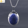 CSJA Oval Natural Gem Stone Pendant Necklaces Reiki Cabochon Crystal Beads Small Pendants for Women Girl Cute Charm Jewelry F564