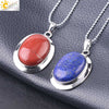 CSJA Oval Natural Gem Stone Pendant Necklaces Reiki Cabochon Crystal Beads Small Pendants for Women Girl Cute Charm Jewelry F564