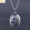 CSJA Oval Natural Gem Stone Pendant Necklaces Reiki Cabochon Crystal Beads Small Pendants for Women Girl Cute Charm Jewelry F564