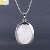 CSJA Oval Natural Gem Stone Pendant Necklaces Reiki Cabochon Crystal Beads Small Pendants for Women Girl Cute Charm Jewelry F564