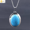 CSJA Oval Natural Gem Stone Pendant Necklaces Reiki Cabochon Crystal Beads Small Pendants for Women Girl Cute Charm Jewelry F564