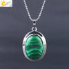 CSJA Oval Natural Gem Stone Pendant Necklaces Reiki Cabochon Crystal Beads Small Pendants for Women Girl Cute Charm Jewelry F564