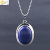 CSJA Oval Natural Gem Stone Pendant Necklaces Reiki Cabochon Crystal Beads Small Pendants for Women Girl Cute Charm Jewelry F564