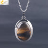CSJA Oval Natural Gem Stone Pendant Necklaces Reiki Cabochon Crystal Beads Small Pendants for Women Girl Cute Charm Jewelry F564