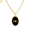 CSJA Oval Stainless Steel Necklace for Women Gold Color Enamel Evil Eye Pendant Thin Chain Chaine Collier Acier Inoxidable S770