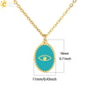 CSJA Oval Stainless Steel Necklace for Women Gold Color Enamel Evil Eye Pendant Thin Chain Chaine Collier Acier Inoxidable S770