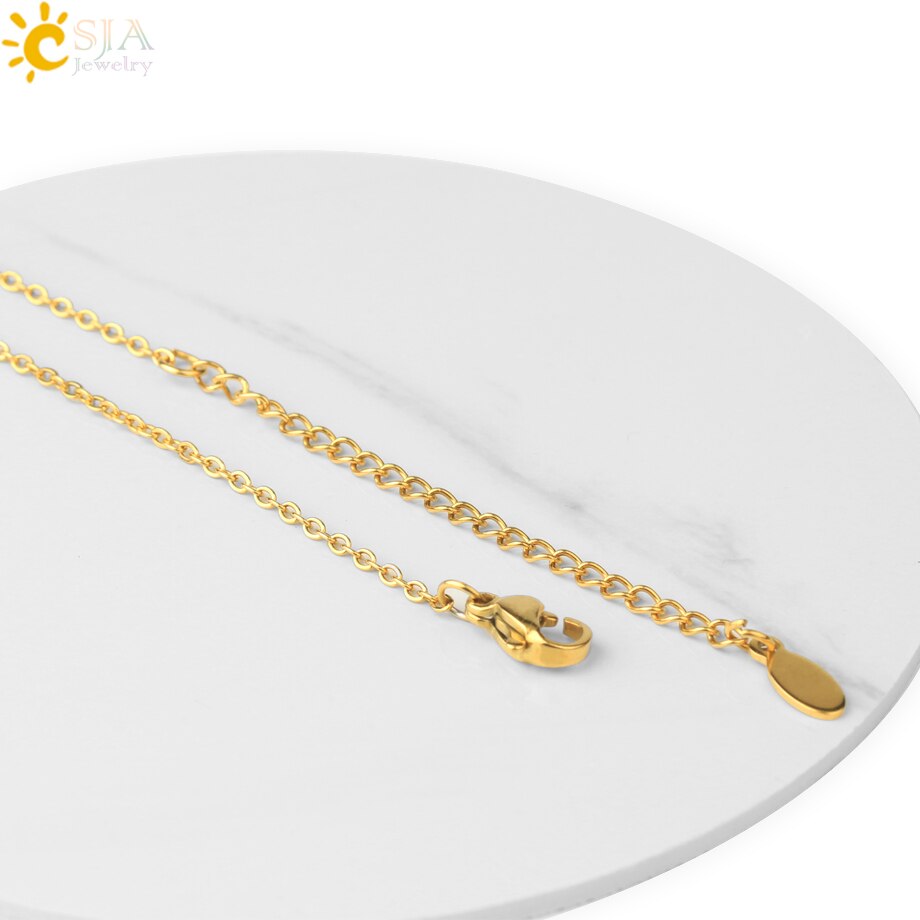 CSJA Oval Stainless Steel Necklace for Women Gold Color Enamel Evil Eye Pendant Thin Chain Chaine Collier Acier Inoxidable S770