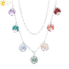 CSJA Reiki Maxi Bohemian Necklaces 7 Chakra Wisdom Tree of Life Pendants Natural Chip Gem Crystal Stone Ethnic Jewelry Gift F002