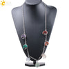 CSJA Reiki Maxi Bohemian Necklaces 7 Chakra Wisdom Tree of Life Pendants Natural Chip Gem Crystal Stone Ethnic Jewelry Gift F002