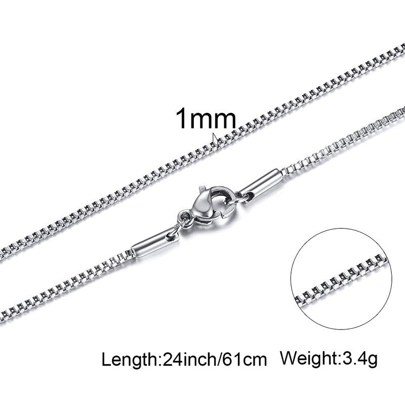 CUBE VENETIAN BOX CHAINS NECKLACES DELICATE SQUARE LINKS STAINLESS STEEL CHAINS 2MM 4.5MM NECKLACE FOR MEN WOMEN 18 TO 24 INCH