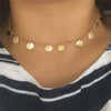 CUTE GOLD COLOR ROUND DISC CHOKER NECKLACE FOR WOMAN GIRL