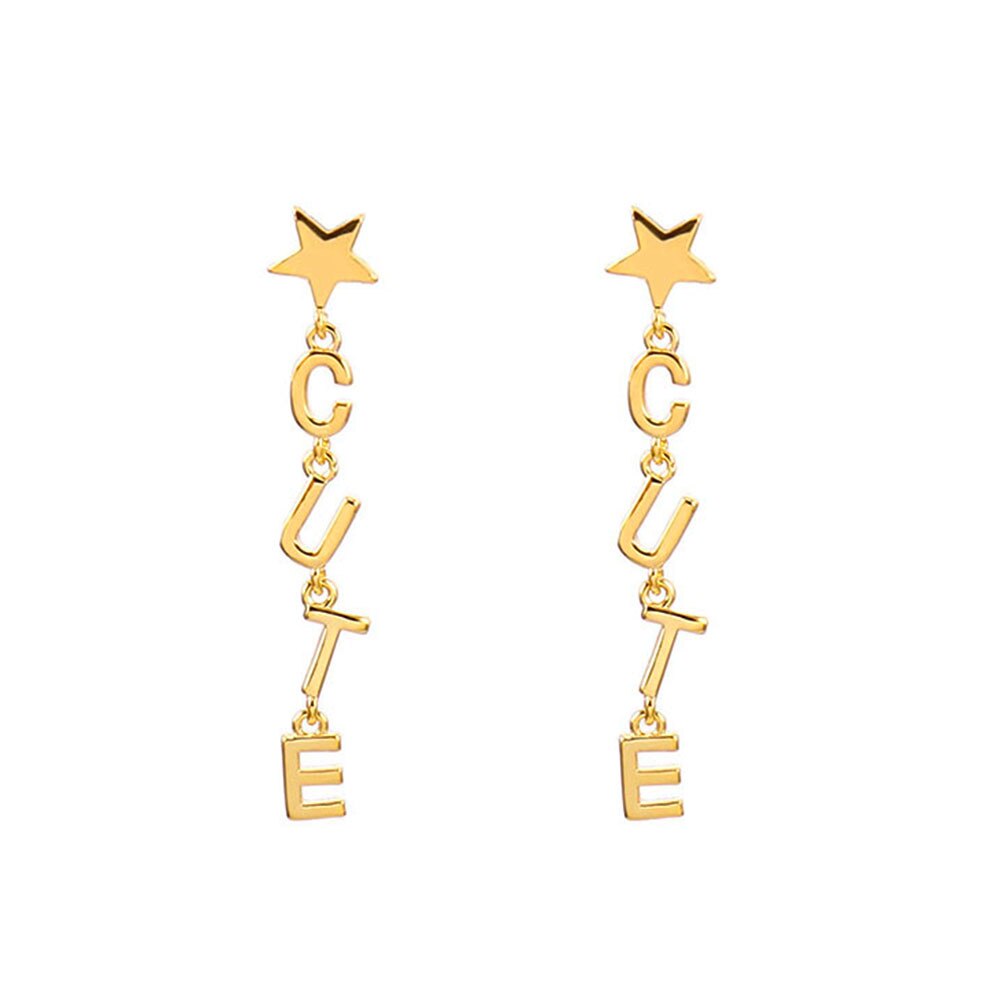 CUTE Letter Woman‘s Earrings Gold Silver Color Star Drop Hanging Earrings 2022 Trend Jewelry Accessories 11.11 Gifts