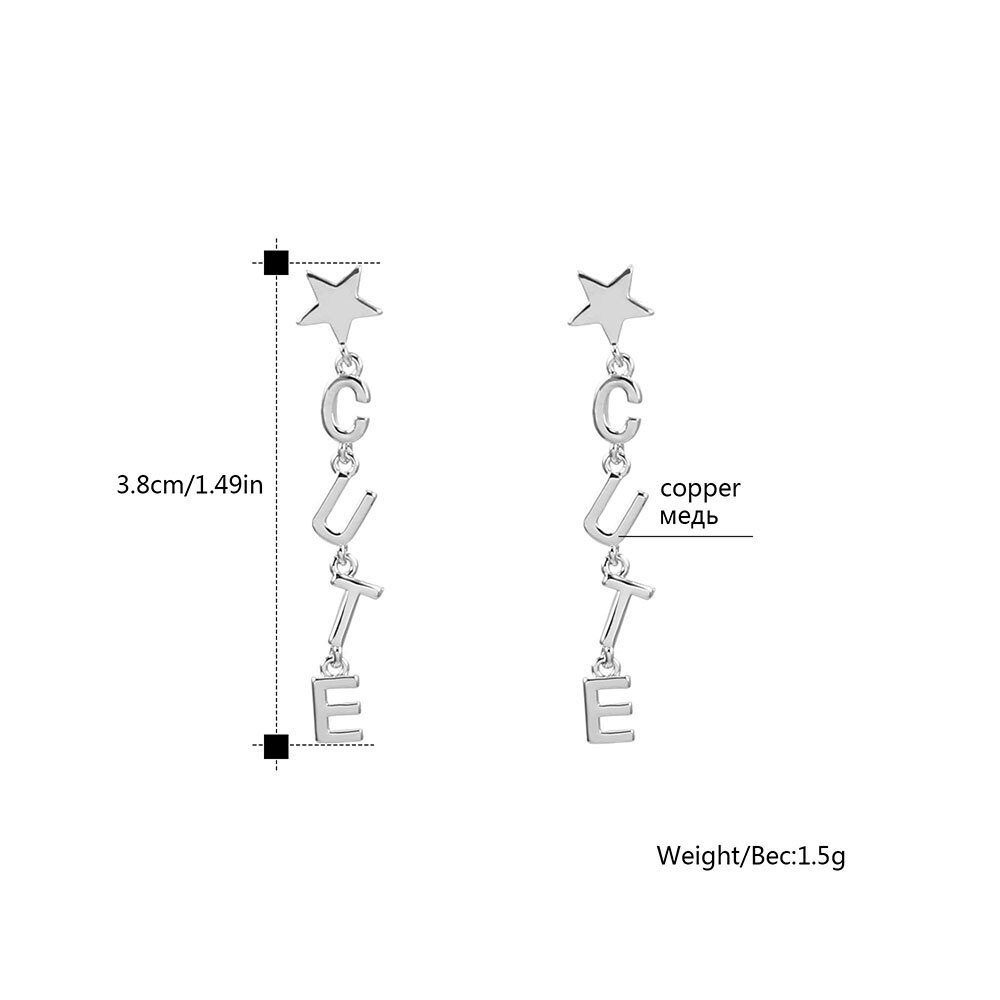 CUTE Letter Woman‘s Earrings Gold Silver Color Star Drop Hanging Earrings 2022 Trend Jewelry Accessories 11.11 Gifts