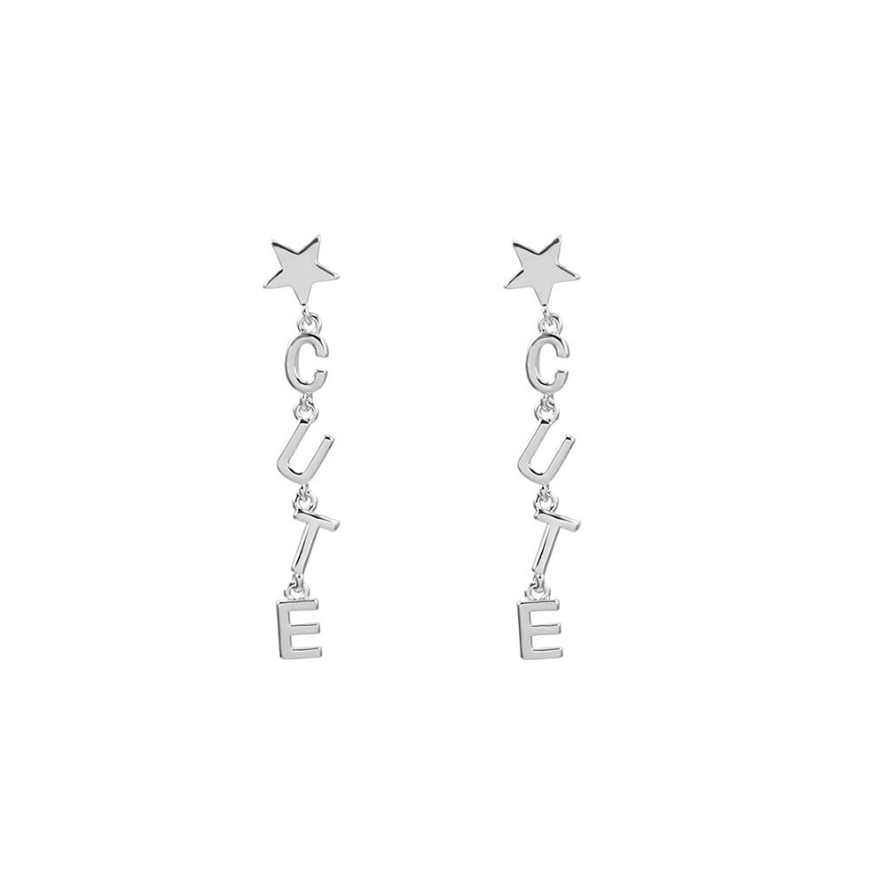 CUTE Letter Woman‘s Earrings Gold Silver Color Star Drop Hanging Earrings 2022 Trend Jewelry Accessories 11.11 Gifts