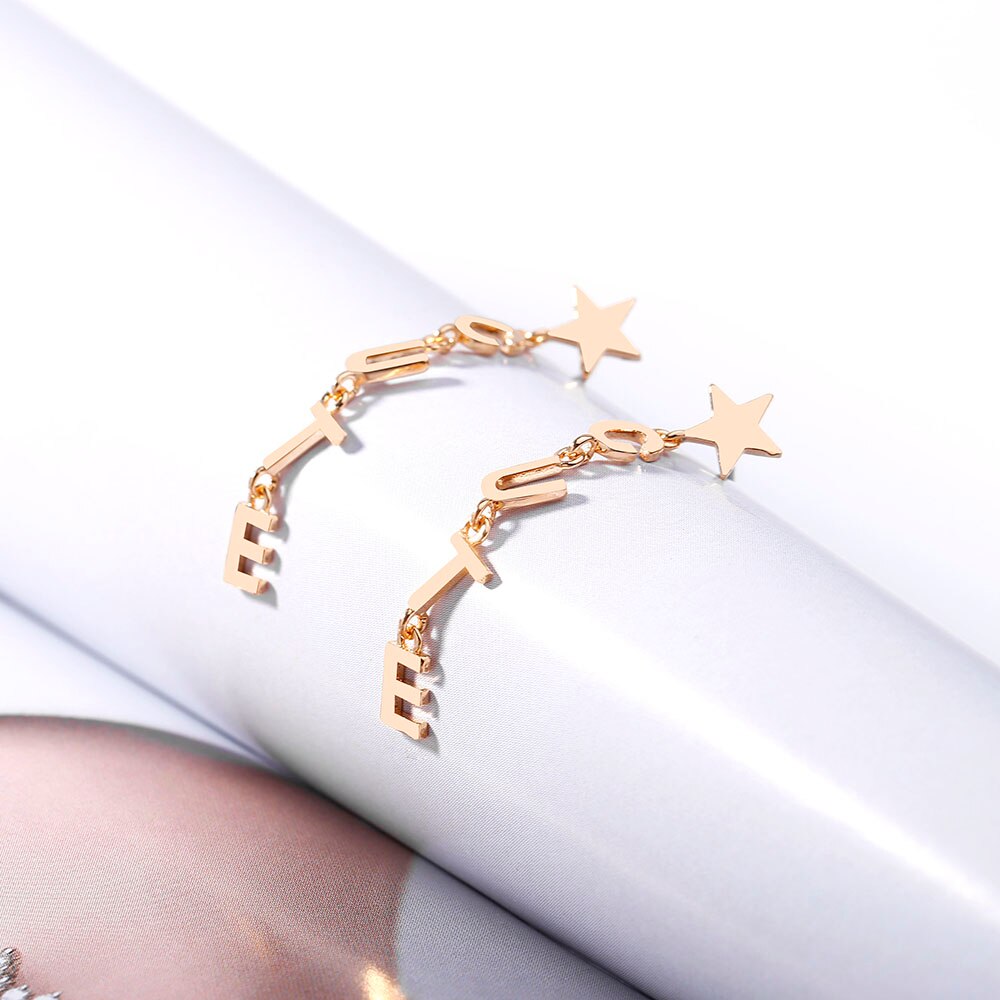 CUTE Letter Woman‘s Earrings Gold Silver Color Star Drop Hanging Earrings 2022 Trend Jewelry Accessories 11.11 Gifts