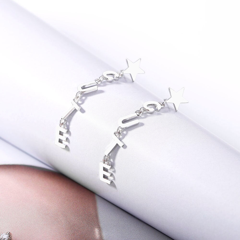 CUTE Letter Woman‘s Earrings Gold Silver Color Star Drop Hanging Earrings 2022 Trend Jewelry Accessories 11.11 Gifts