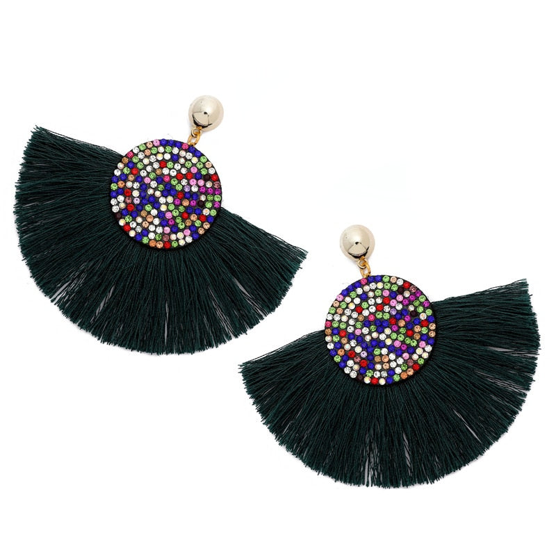 Fashion Tassel Earrings for Women Big Fringe Earings Fashion Jewelry Female Boho Statement Circle Hanging Drop Earrings