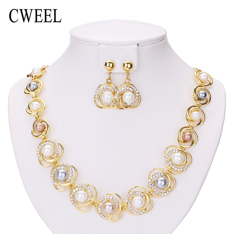 Necklace-Earrings-Set-Fine-Pearl-Flower-Jewelry-Sets-For-Women-Wedding-Bridal-Party-Holiday-Accessories-Gold