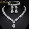 Exclusive Dubai Gold Color Jewellery Luxury Cubic Zirconia Necklace Earring Bracelet Party Jewelry Set For Women T053