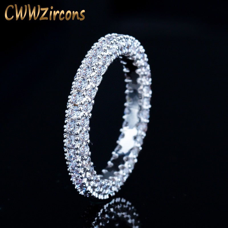Stunning Silver Color Full Micro Pave Cubic Zirconia Engagement Rings for Women Fashion Jewelry Accessories R104
