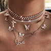 CZ Ice Out Butterfly Tennis Chain Choker Lot Women Shiny Crystal Butterfly Necklace Chain Bulk Rhinestone Choker Necklace Women