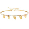 CZ Ice Out Butterfly Tennis Chain Choker Lot Women Shiny Crystal Butterfly Necklace Chain Bulk Rhinestone Choker Necklace Women