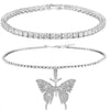 CZ Ice Out Butterfly Tennis Chain Choker Lot Women Shiny Crystal Butterfly Necklace Chain Bulk Rhinestone Choker Necklace Women