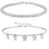 CZ Ice Out Butterfly Tennis Chain Choker Lot Women Shiny Crystal Butterfly Necklace Chain Bulk Rhinestone Choker Necklace Women