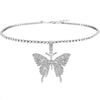 CZ Ice Out Butterfly Tennis Chain Choker Lot Women Shiny Crystal Butterfly Necklace Chain Bulk Rhinestone Choker Necklace Women