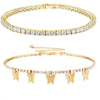 CZ Ice Out Butterfly Tennis Chain Choker Lot Women Shiny Crystal Butterfly Necklace Chain Bulk Rhinestone Choker Necklace Women