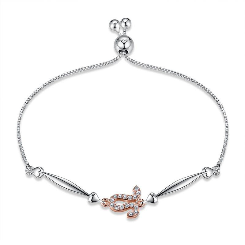 CZ Leo Constellation Rose Gold Hearts 925 Bracelet