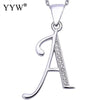 CZ Letter Necklaces Pendants Alfabet Initial Necklace 925 Sterling Silver Choker Necklace Women Jewelry Kolye Collier collare